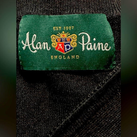 Alan Paine England Men's 1/4 Zip Sweater Cashmere Silk Fine Wool Black XL GIFT - Picture 4 of 5